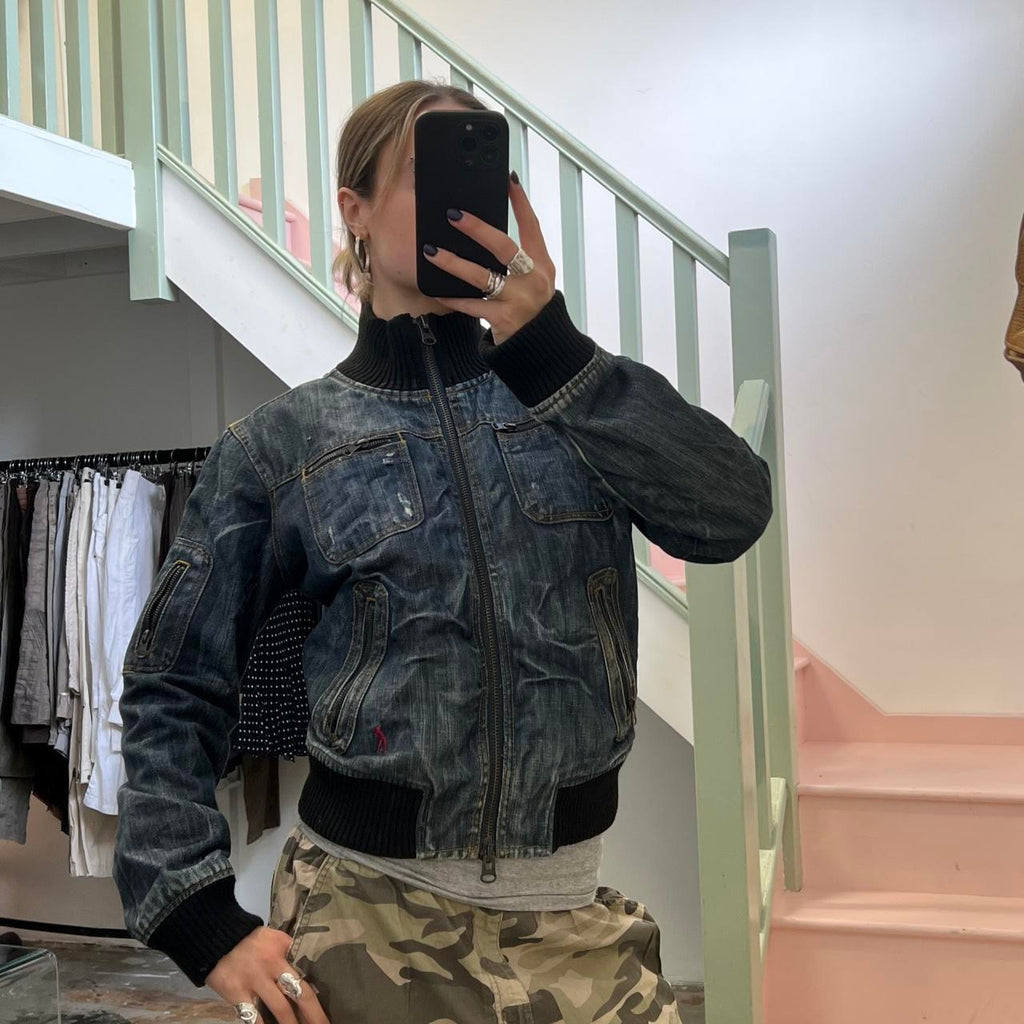 Terranova dark wash denim bomber