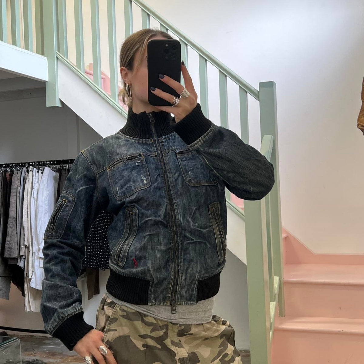 Terranova dark wash denim bomber