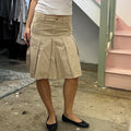 Cream cargo pleated midi skirt