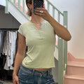 Pastel green button up tee