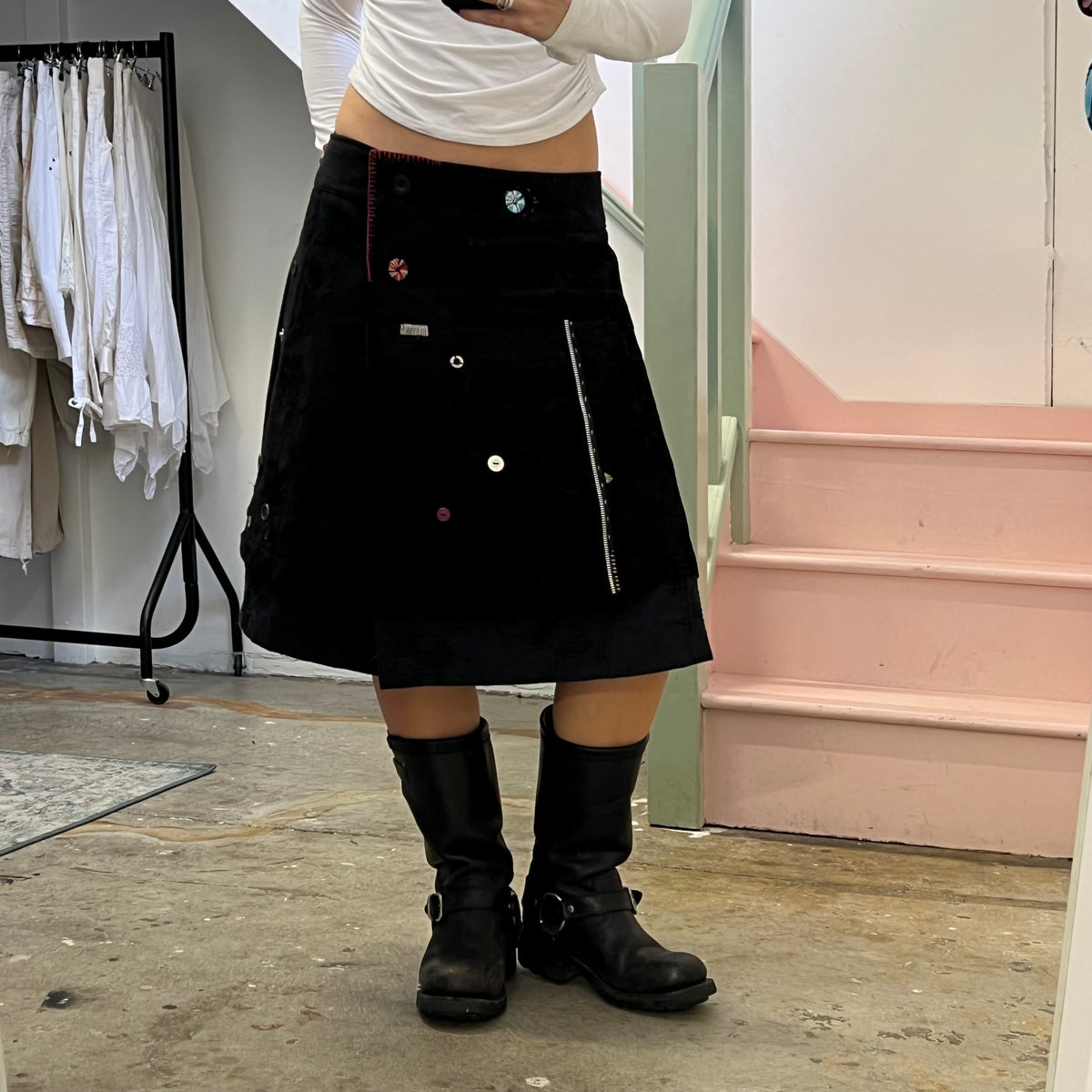 Desigual patchwork wrap around button skirt