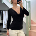 Black slouchy cowl neck top