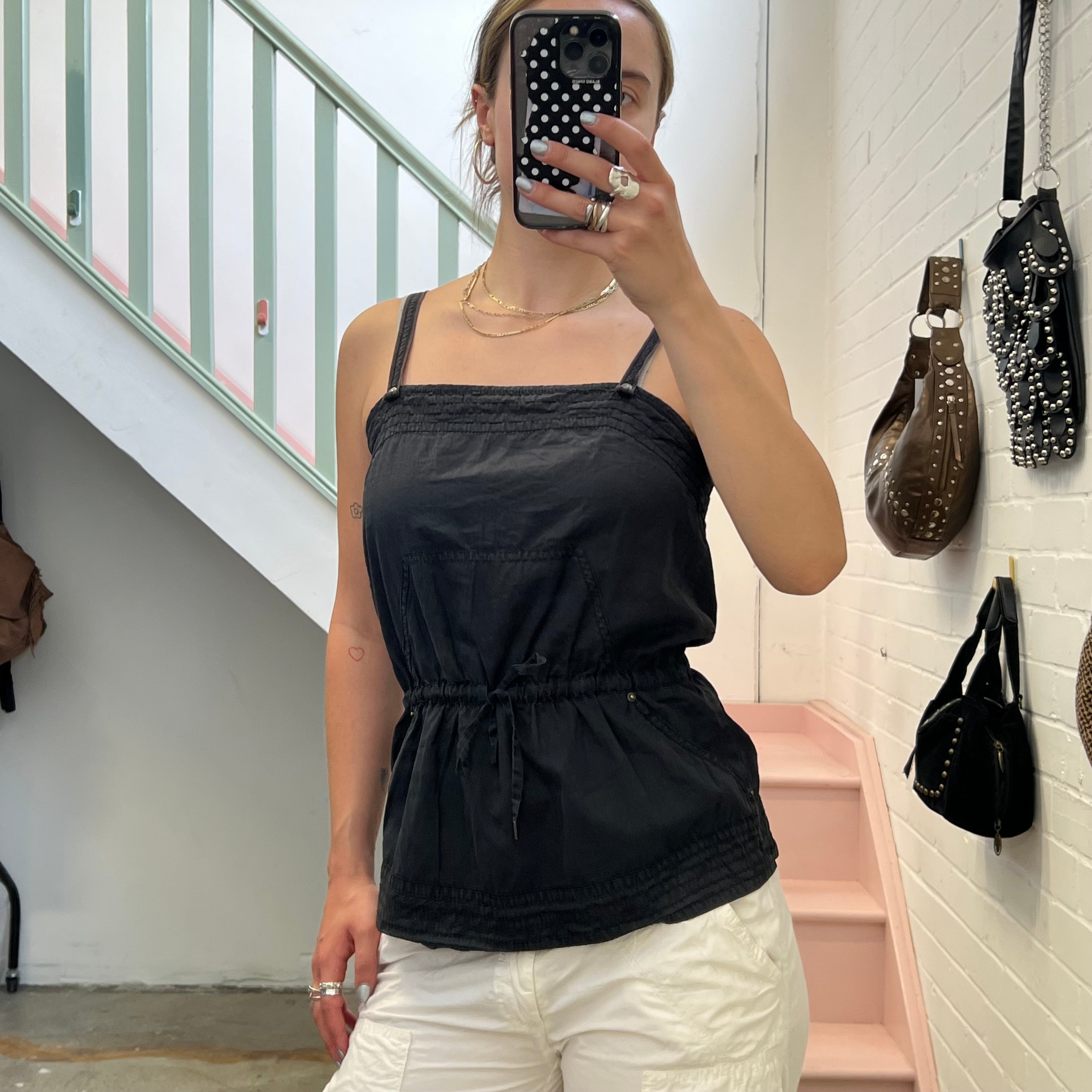 Black tie waist vest