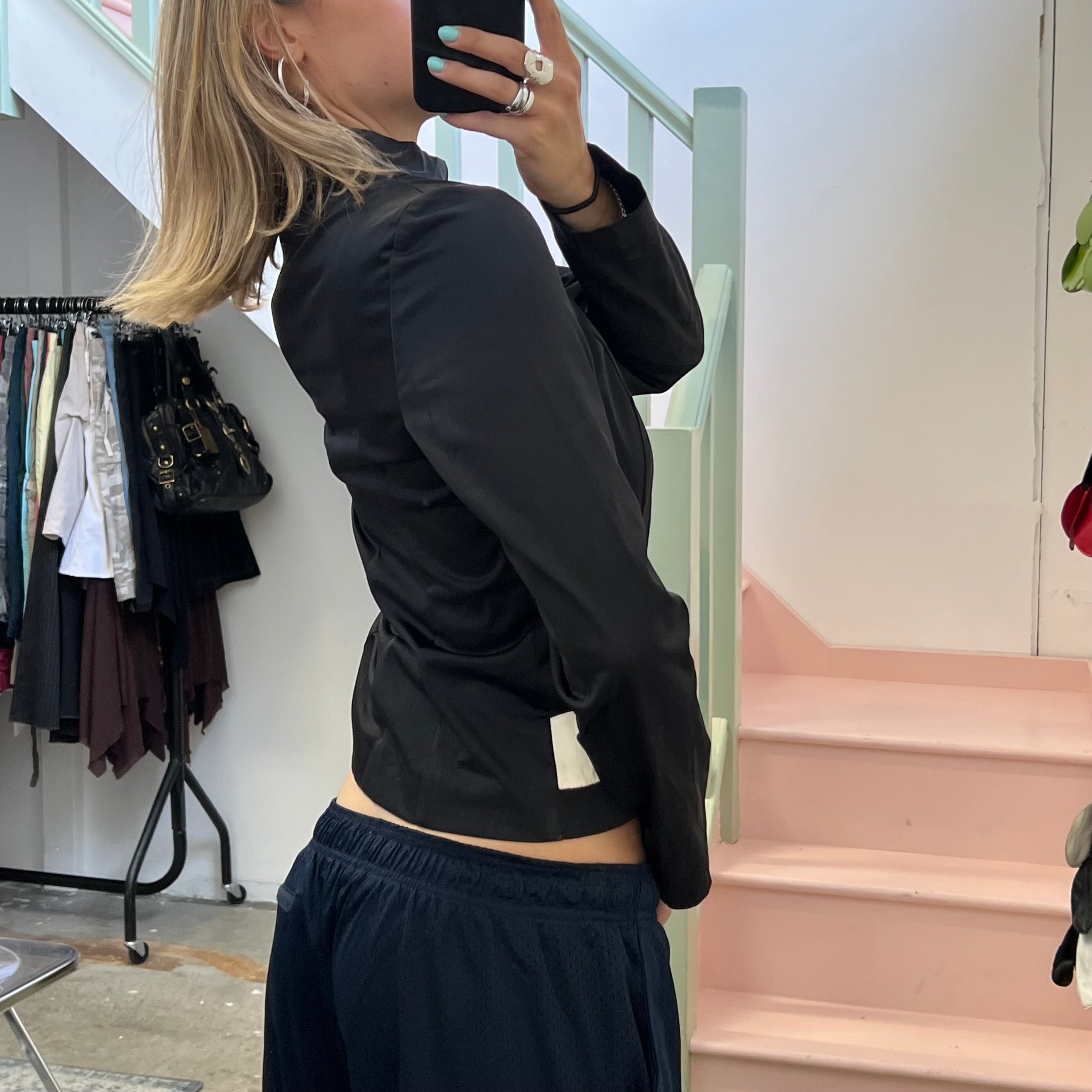 Burton black and white fitted satin jacket