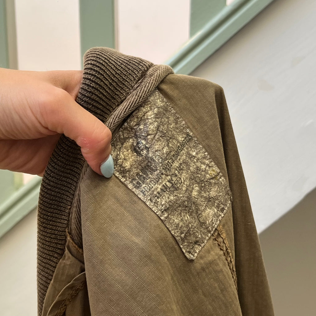 Khaki short sleeve utility bomber jacket