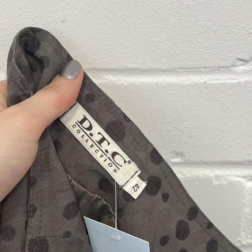 grey polka dot floaty vintage midi skirt