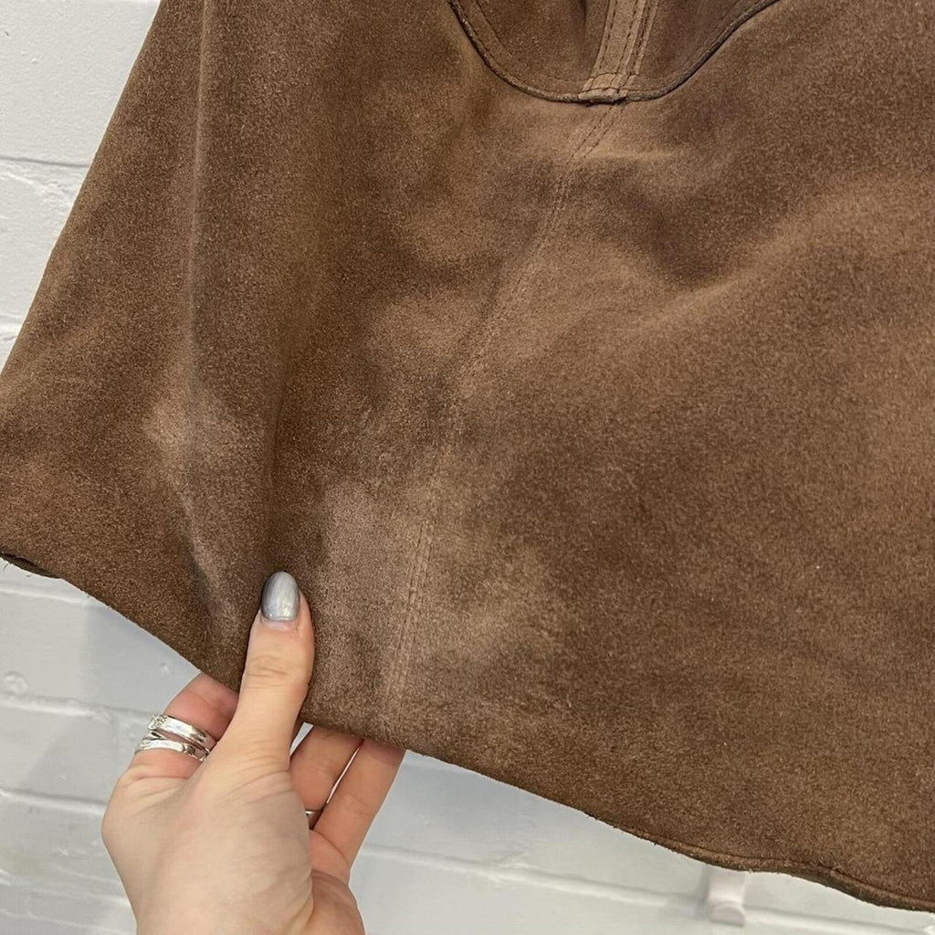 Brown suede leather slouchy vintage bag