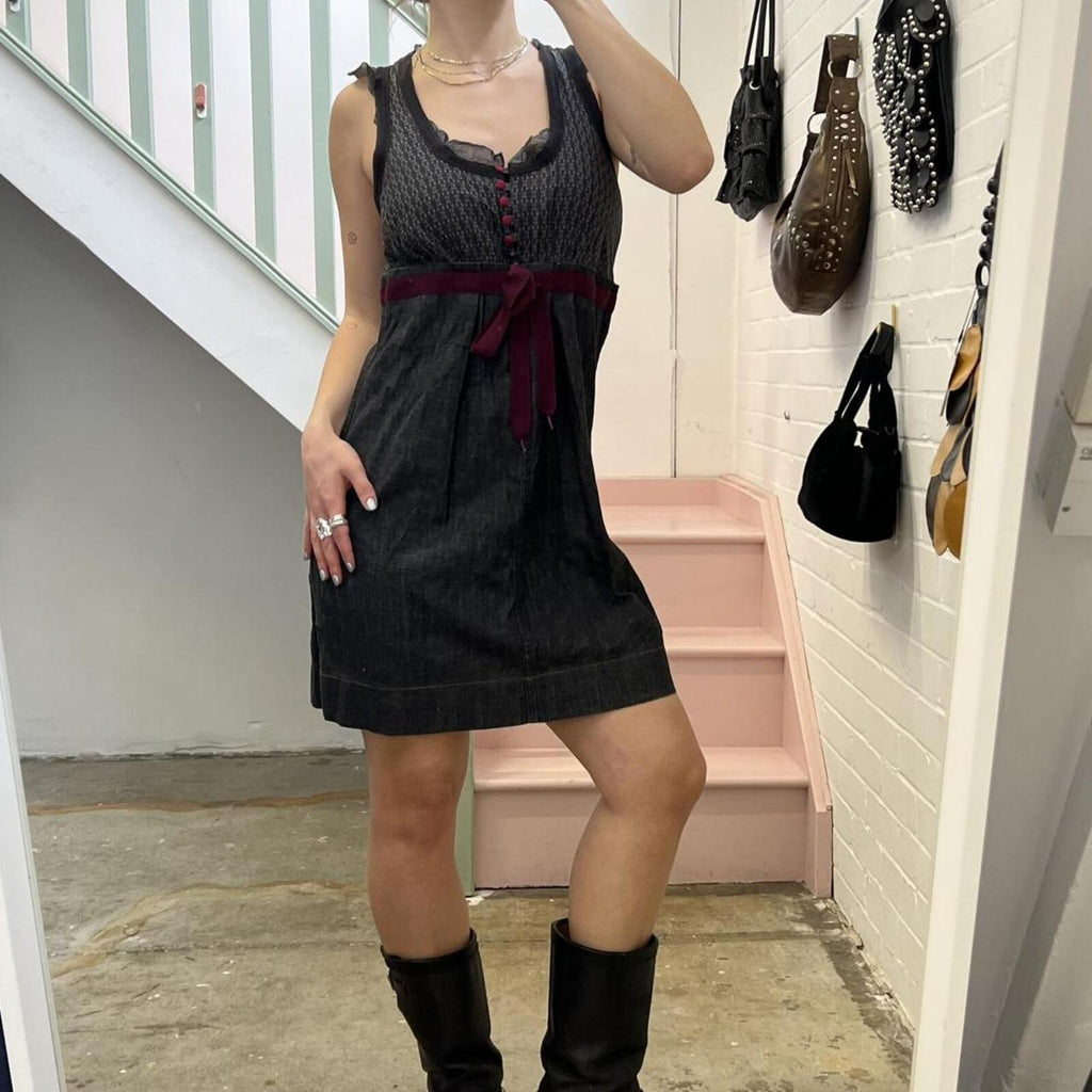Cop Copine denim bubble printed mini dress