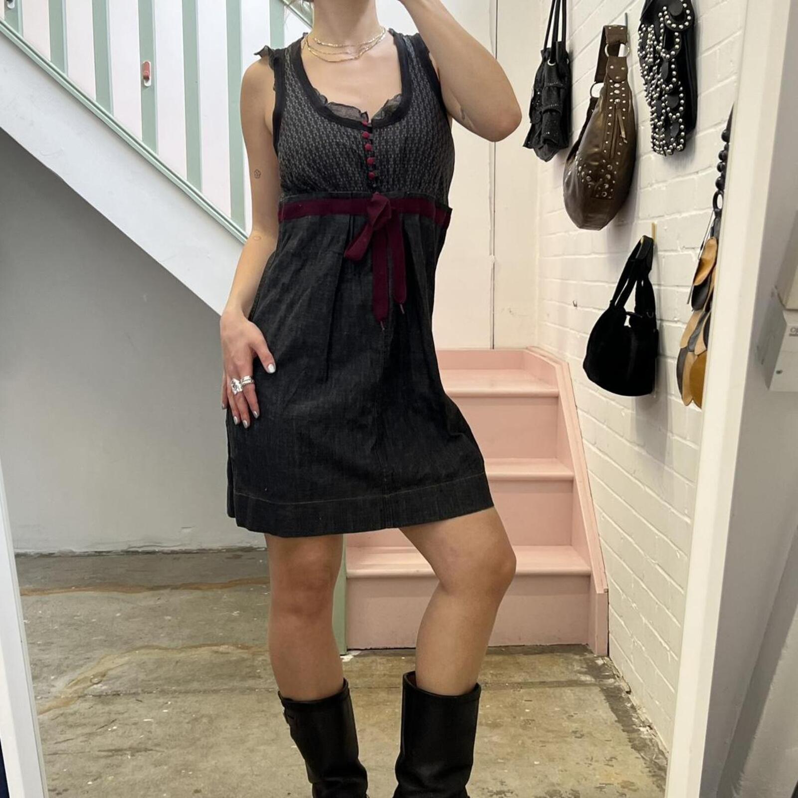 Cop Copine denim bubble printed mini dress
