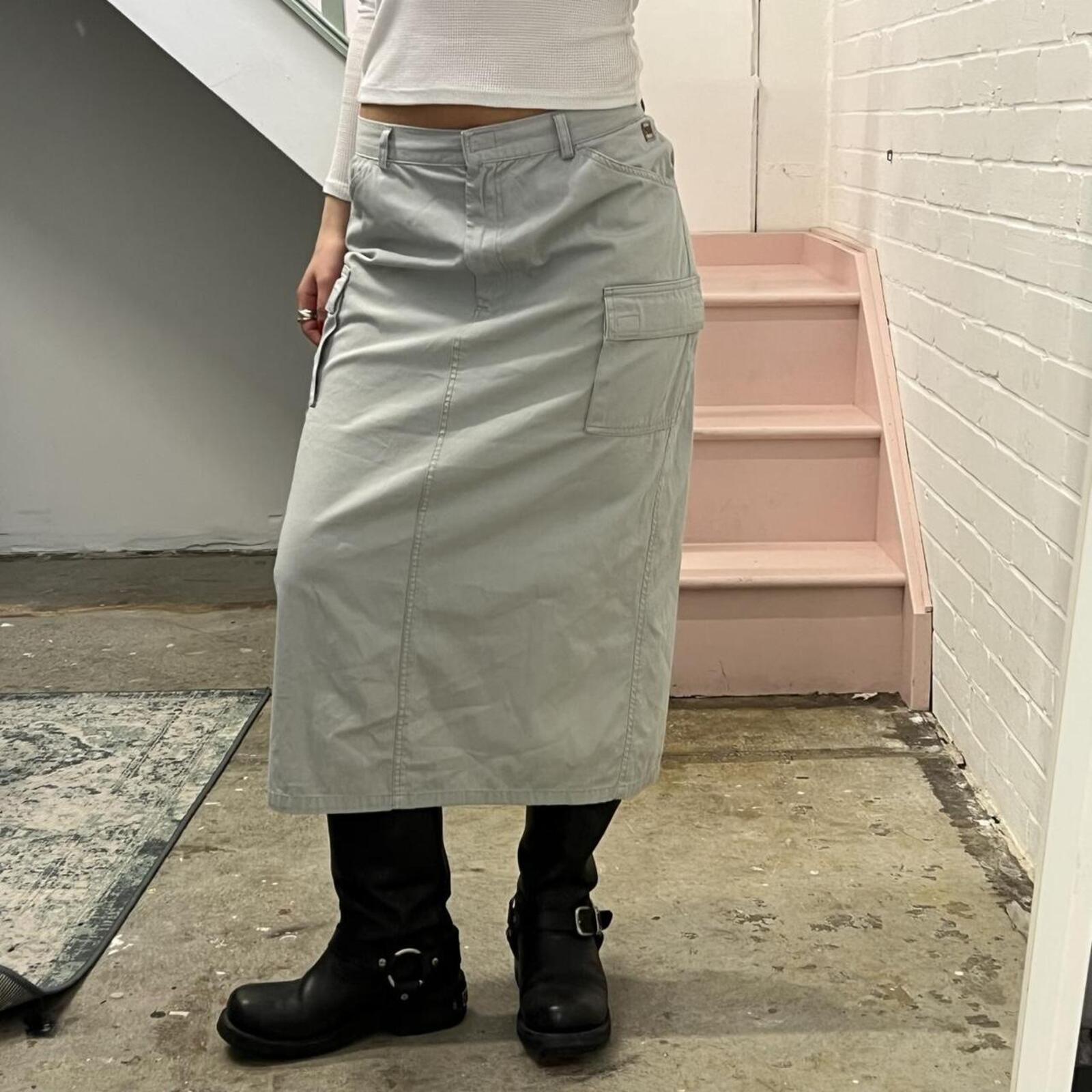 Oops grey vintage cargo maxi skirt