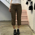 khaki brown low rise fitted vintage capri cargos