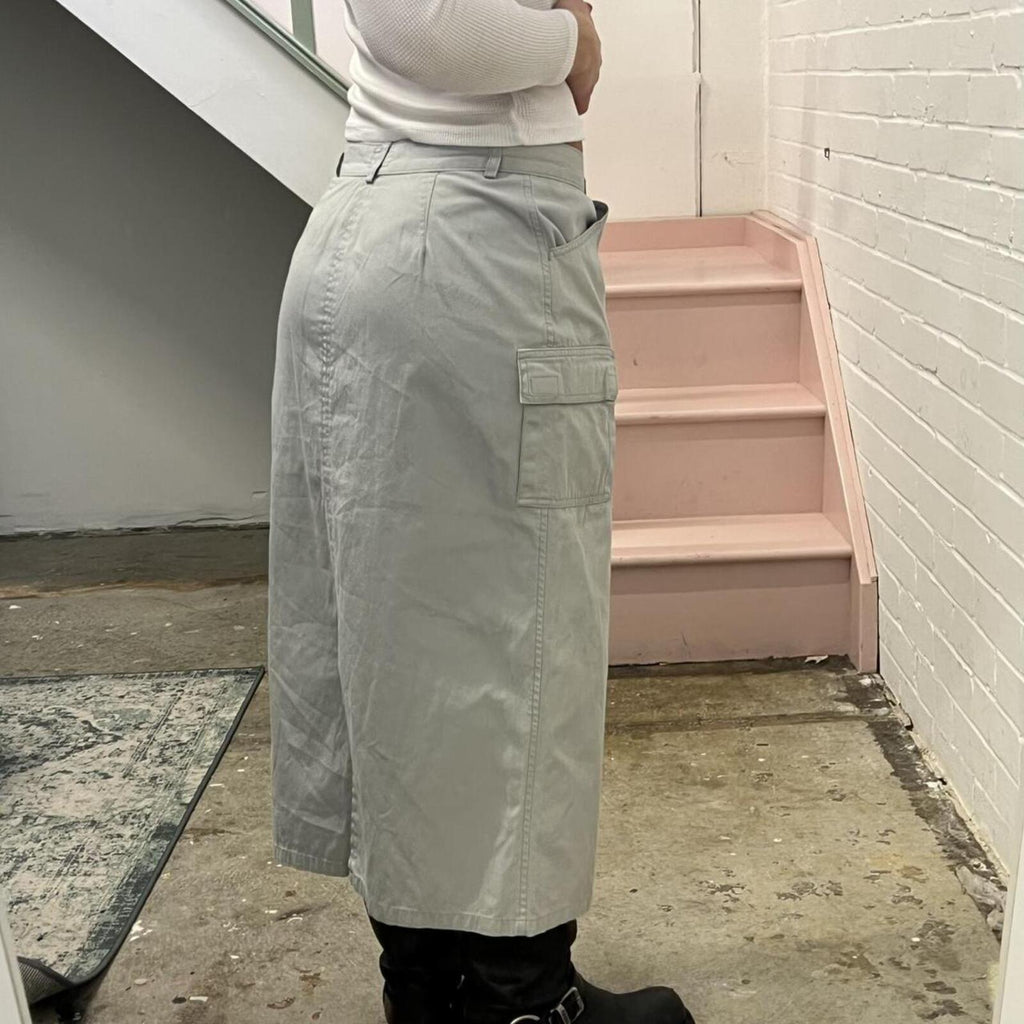 Oops grey vintage cargo maxi skirt