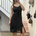 Black and white polka dot vintage midi dress