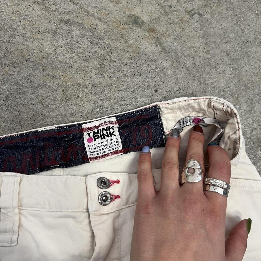 cream white tailored low rise fitted vintage capris