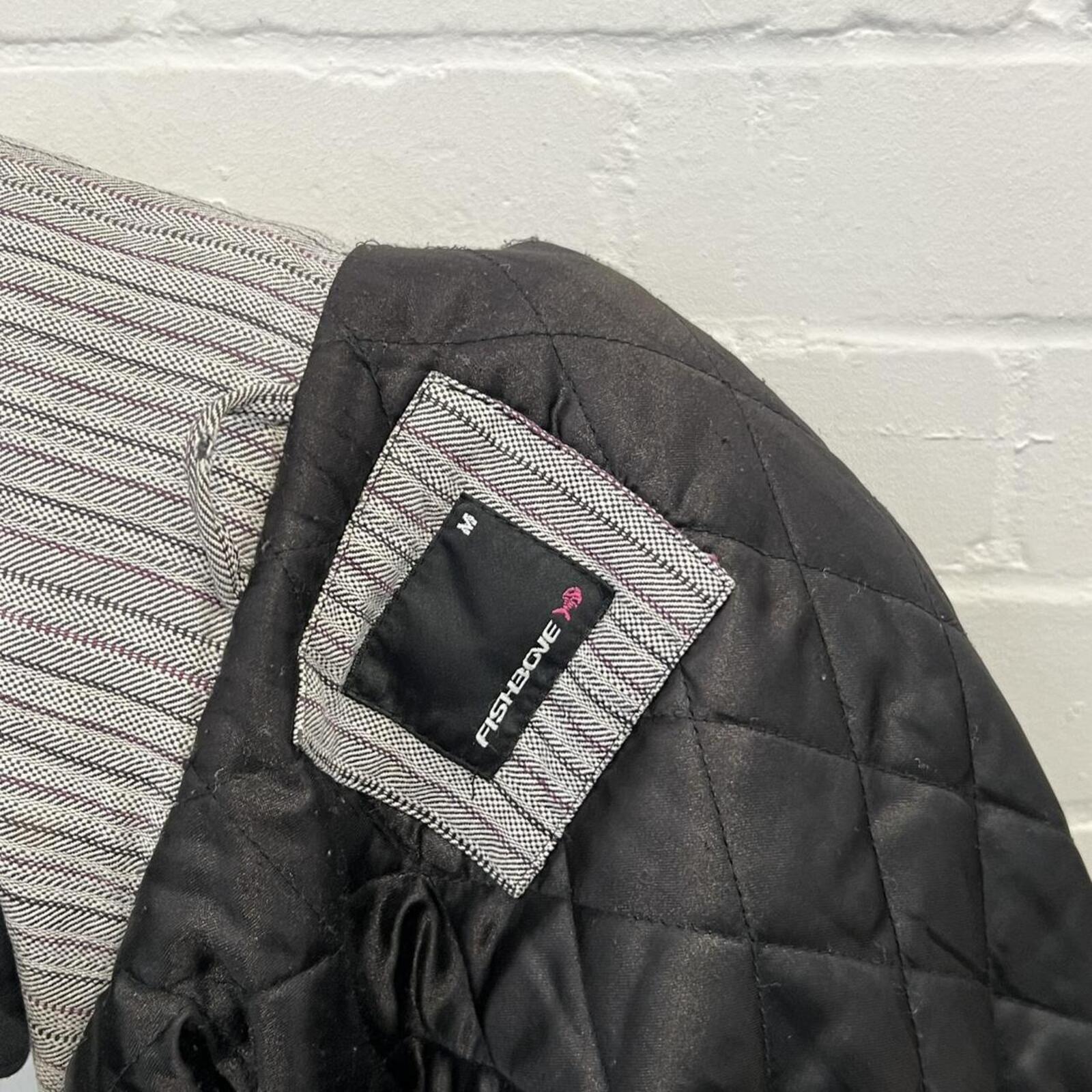 Fishbone grey striped padded hooded zip up coat