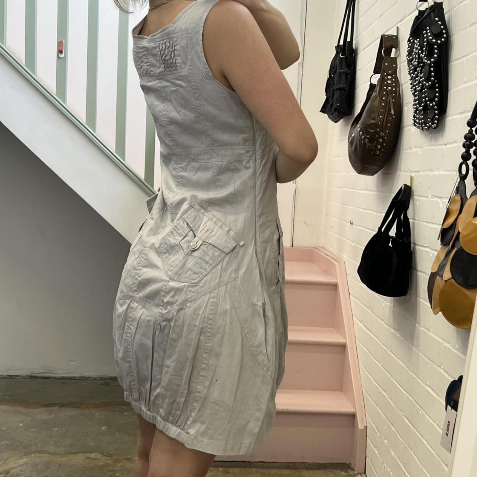 Grey utility style vintage bubble mini dress