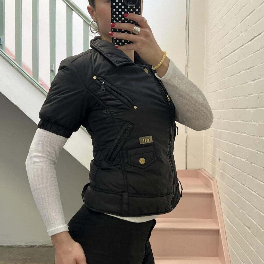 Yell short sleeve black vintage puffer jacket