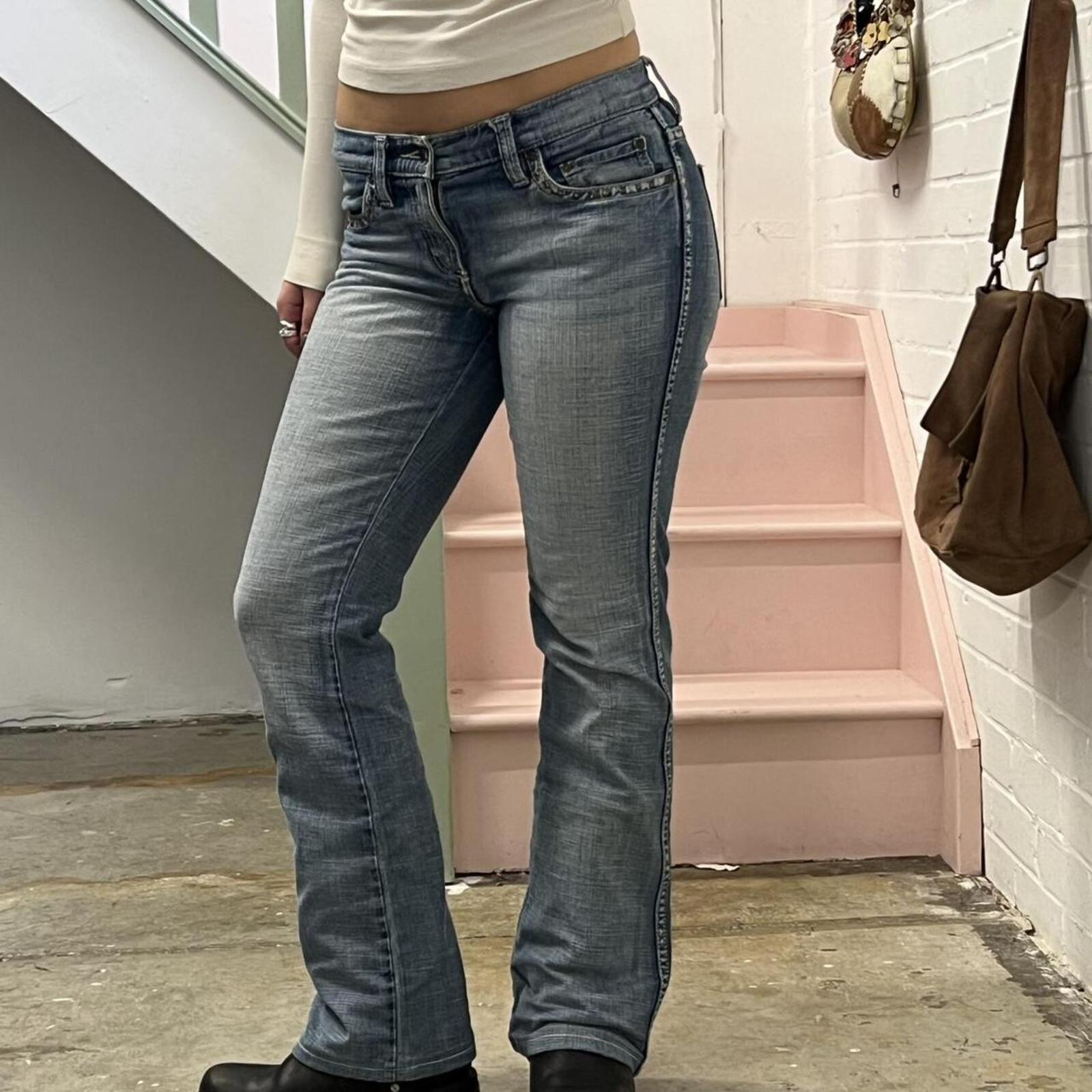 Esprit light wash low rise studded vintage flared jeans