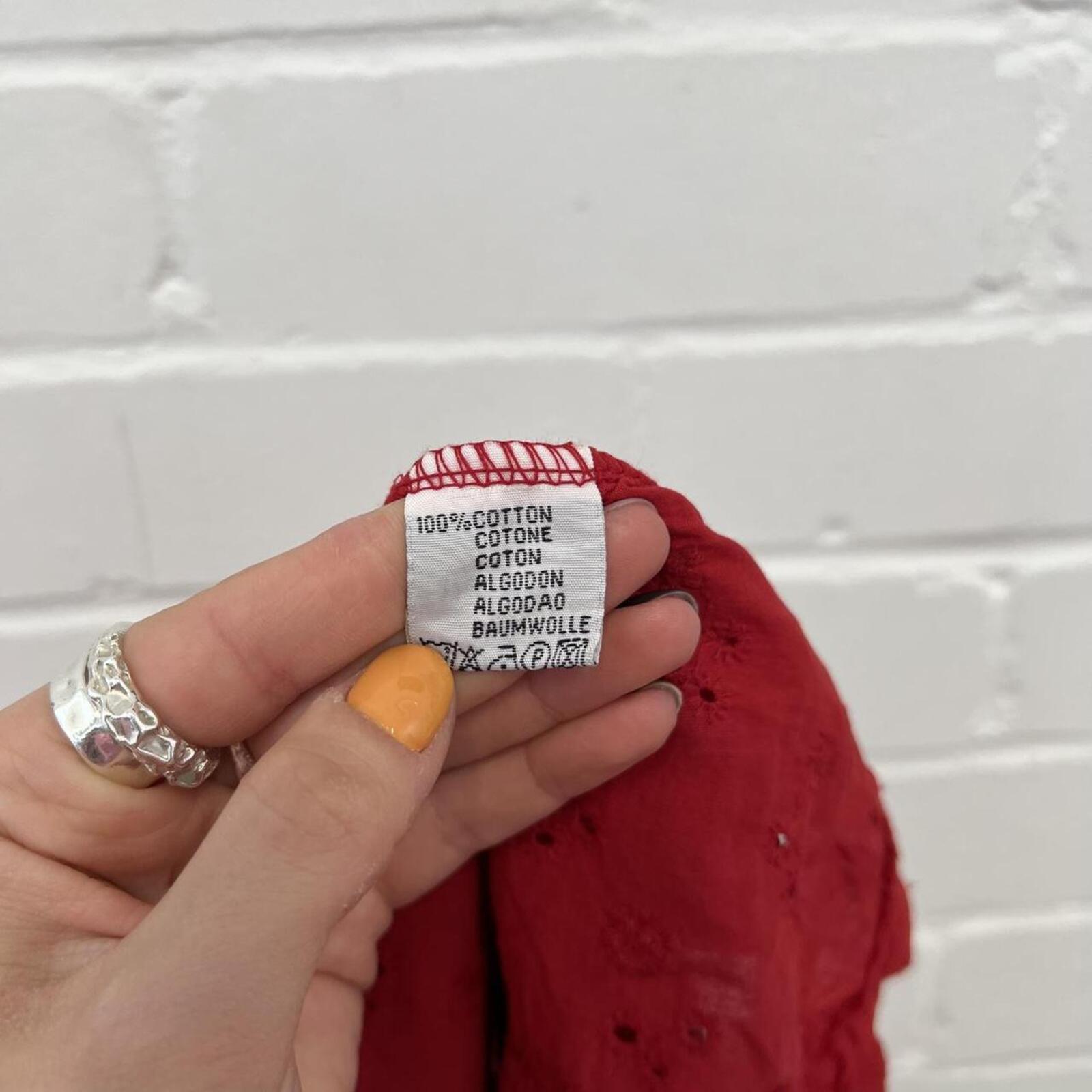 Red cotton vintage fitted baby tee