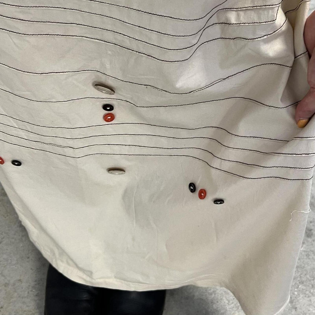 Cream simple vintage maxi skirt with button embroidery