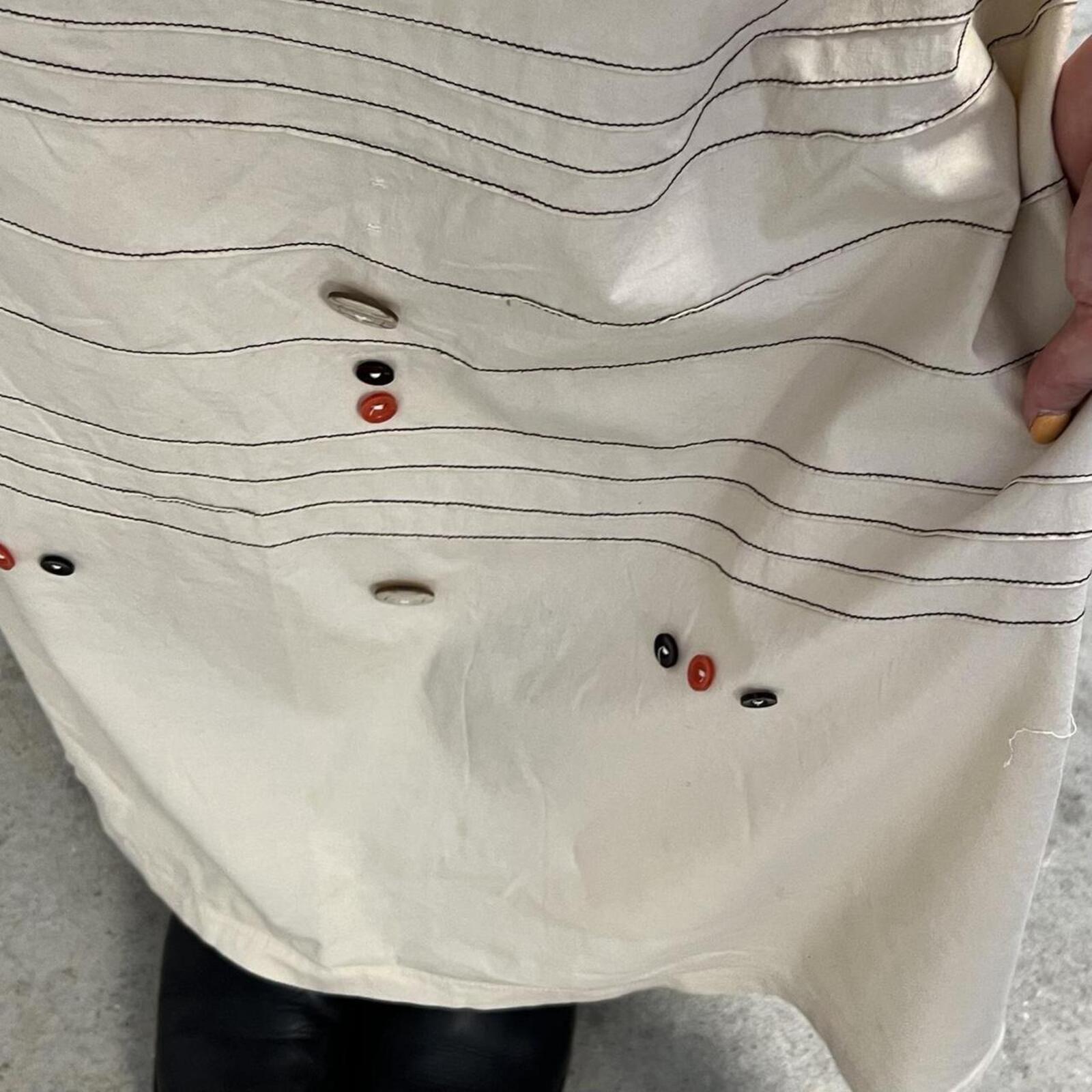 Cream simple vintage maxi skirt with button embroidery