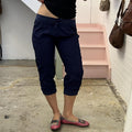 Navy ruched skinny low rise vintage cargo capris