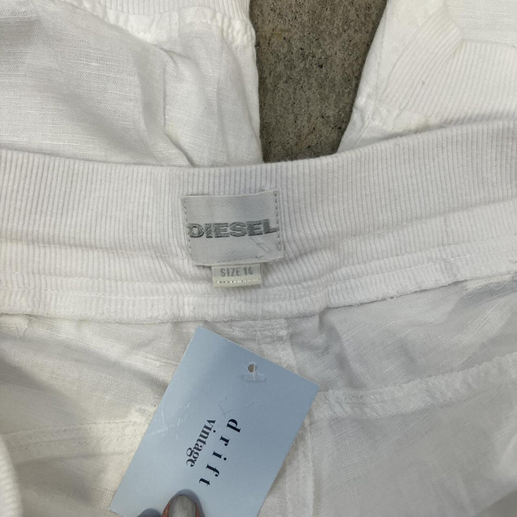 Diesel white linen knee length shorts