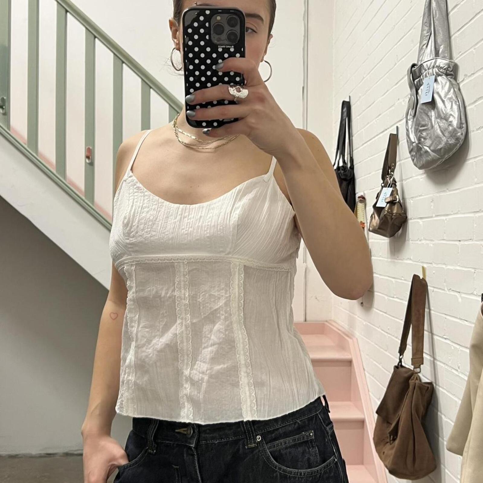 white vintage dainty cami