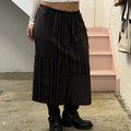 brown utility style striped vintage midi skirt with button detail