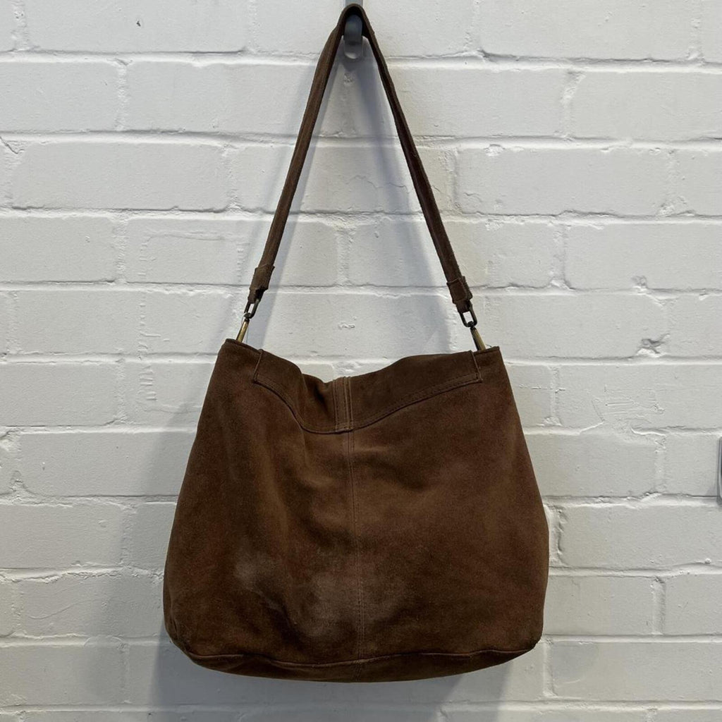 Brown suede leather slouchy vintage bag