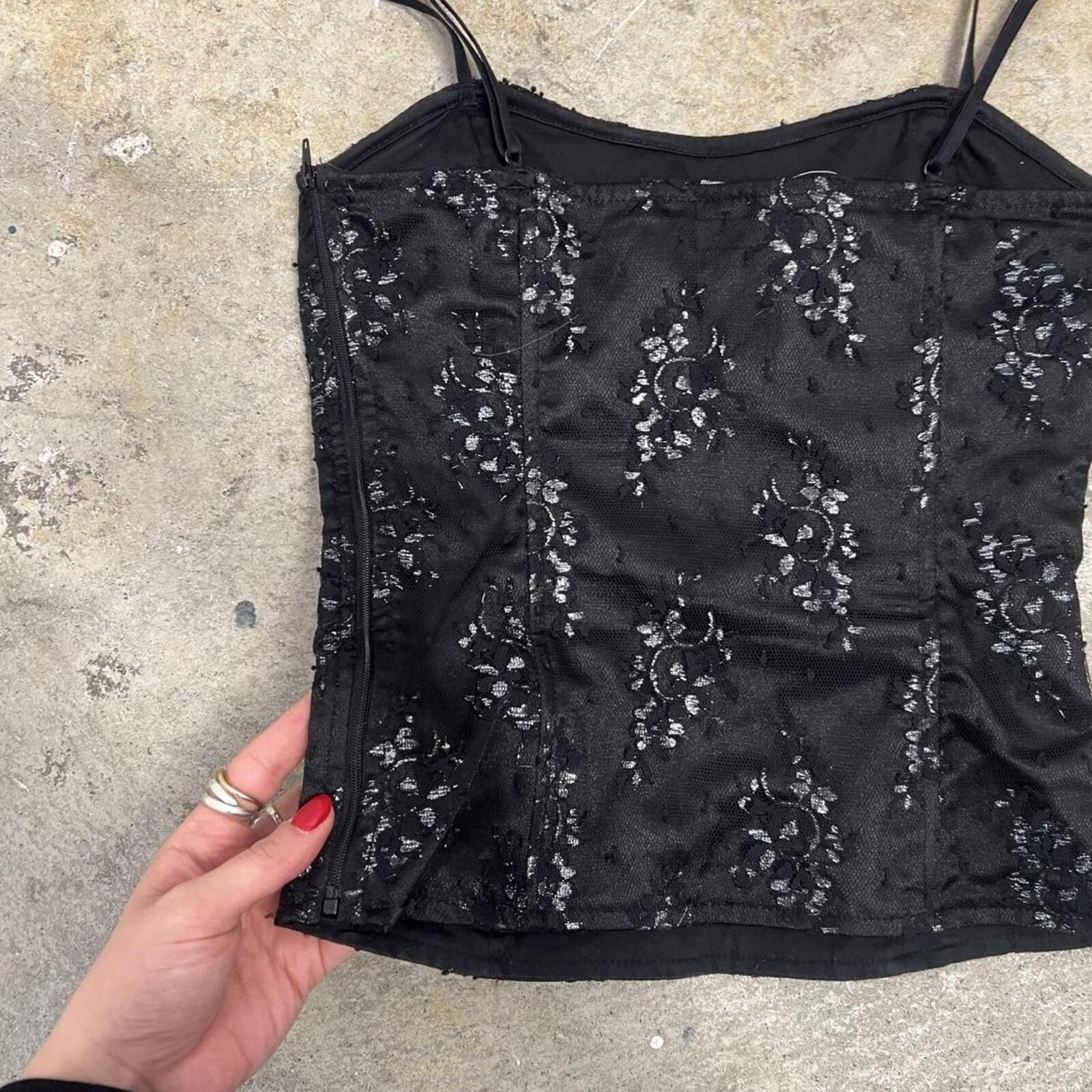 Black lace vintage corset with boning