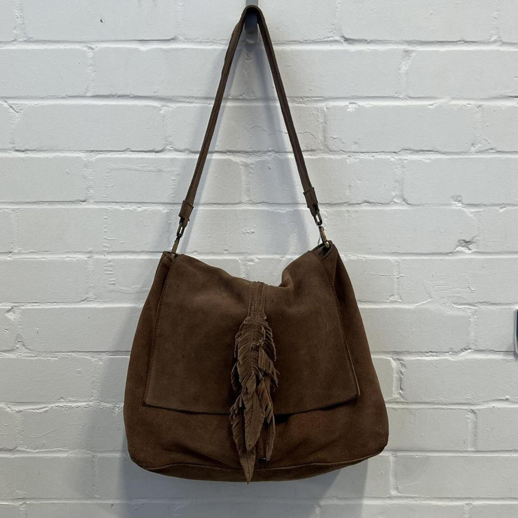 Brown suede leather slouchy vintage bag