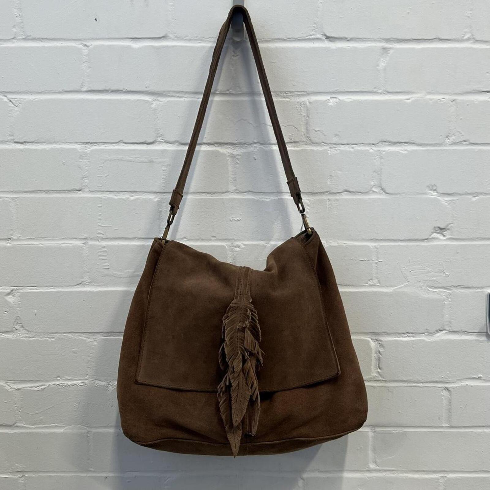 Brown suede leather slouchy vintage bag