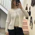 White crochet chunky knit swing cardigan