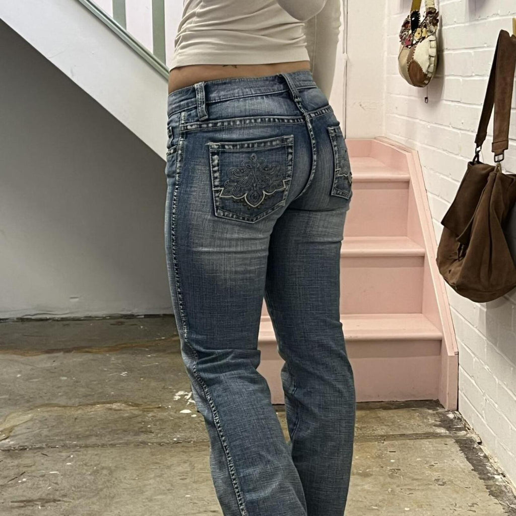 Esprit light wash low rise studded vintage flared jeans