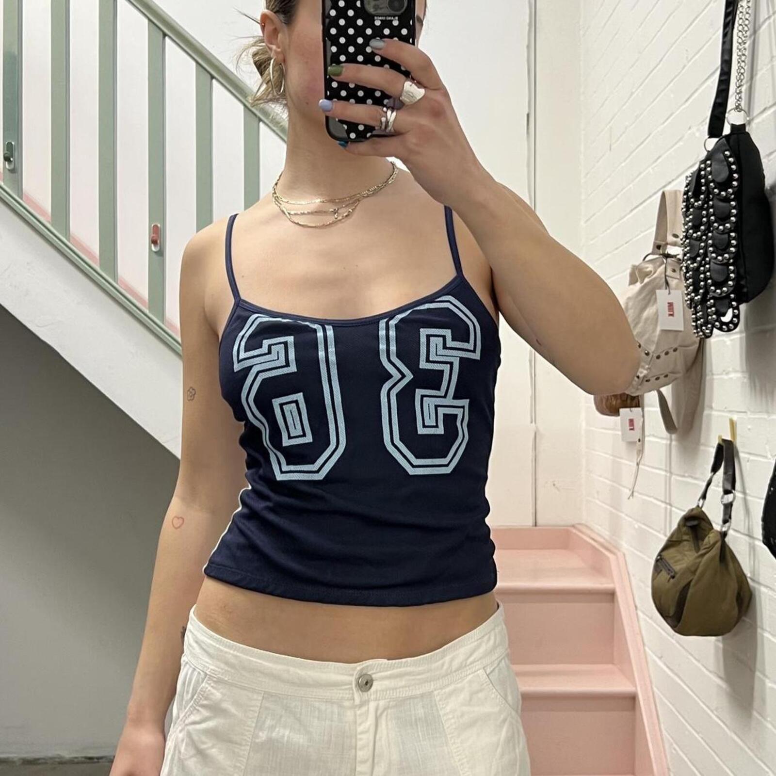 Navy and blue sporty vintage number vest