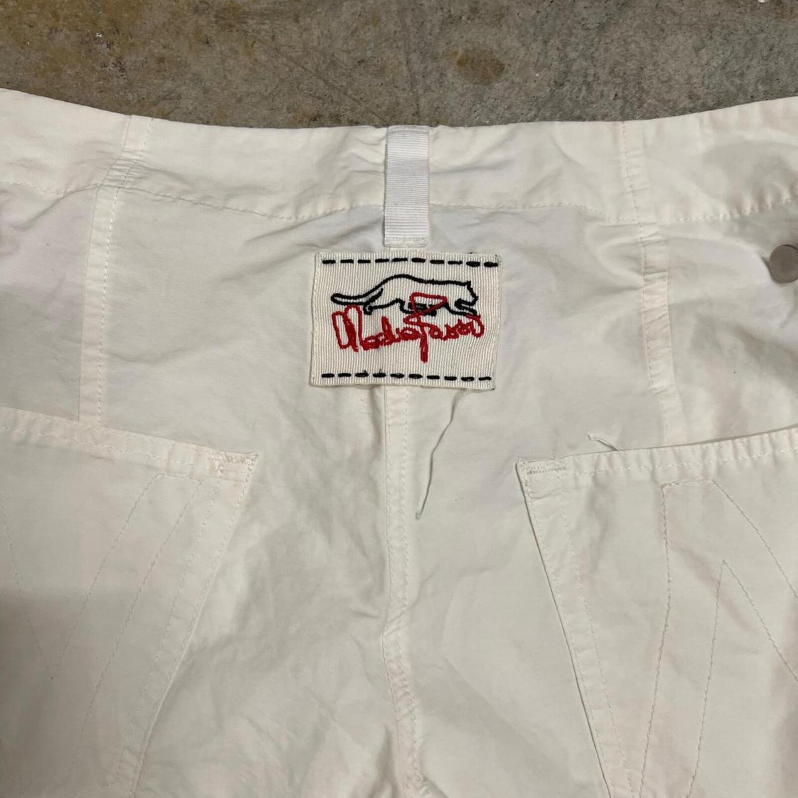 White cargo style cinched low rise vintage balloon style capris