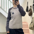 tommy hilfiger grey and navy ribbed chunky knit sweater