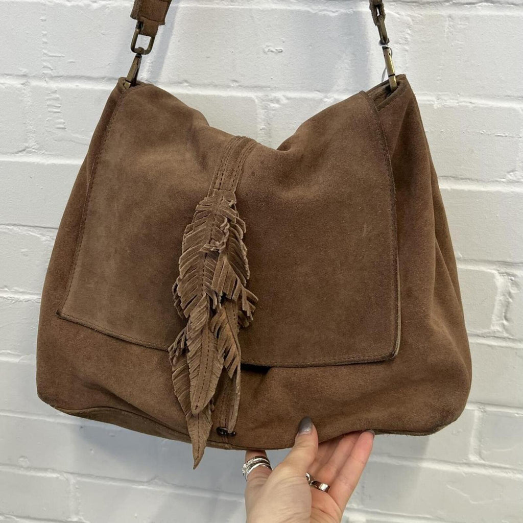 Brown suede leather slouchy vintage bag